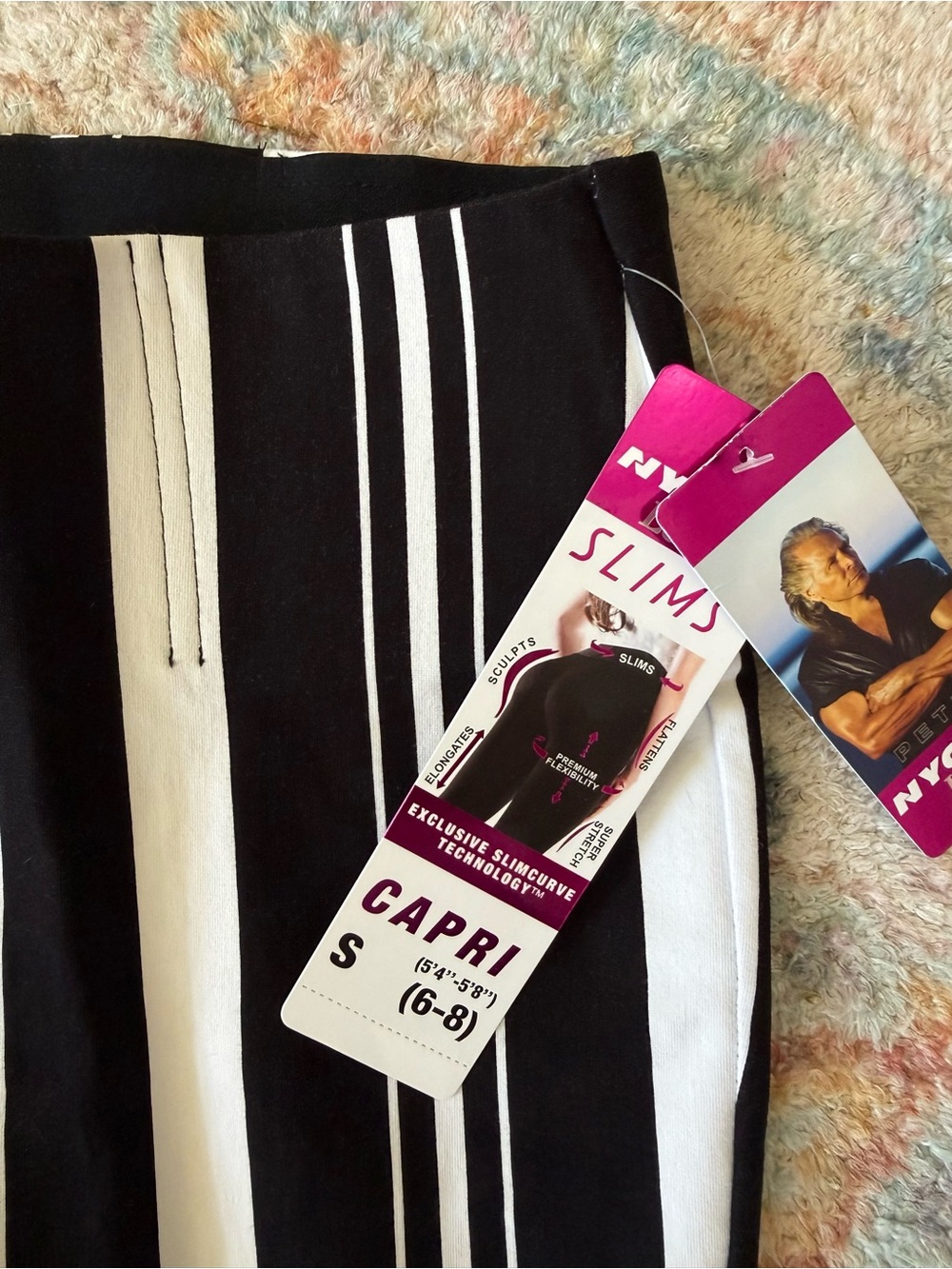 Black and White Striped Capri Pant